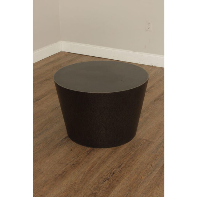 Modern Pair of Patinated Steel Round Drum Side Tables For Sale - Image 4 of 12