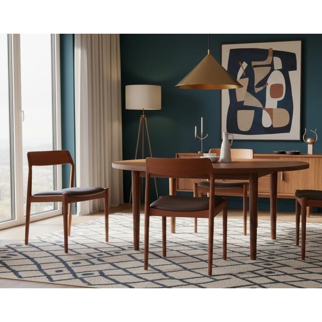 Mid-Century Modern Chairs in Teak and Leather by Henning Kjærnulf for KS Møbler, 1960s, Set of 4 For Sale - Image 3 of 17