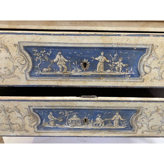 Wood Venetian Painted Neoclassical Commodes- A Pair For Sale - Image 7 of 18