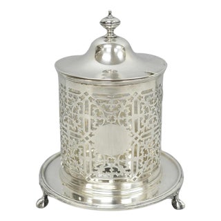 Antique Mappin & Webb Victorian Silver Plated Reticulated Covered Jelly Jar For Sale