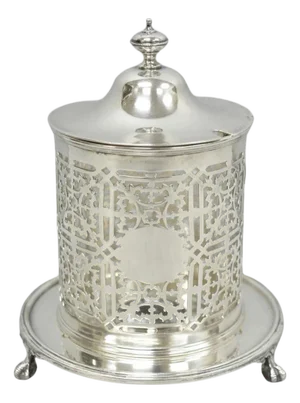 Antique Mappin & Webb Victorian Silver Plated Reticulated Covered Jelly Jar