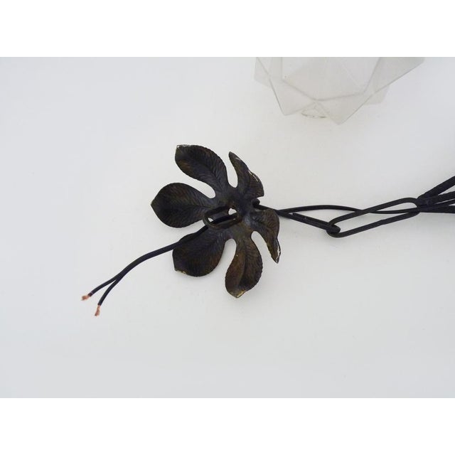 Art Deco Pendant in Wrought Iron and Star Globe in Glass Paste, 1930s For Sale - Image 9 of 11