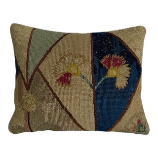 17th Century Italian Florentine Floral Wool & Silk Decorative Pillow For Sale