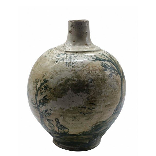 Hand-Painted Majolica Ceramic Bottle, 1890s For Sale - Image 6 of 11