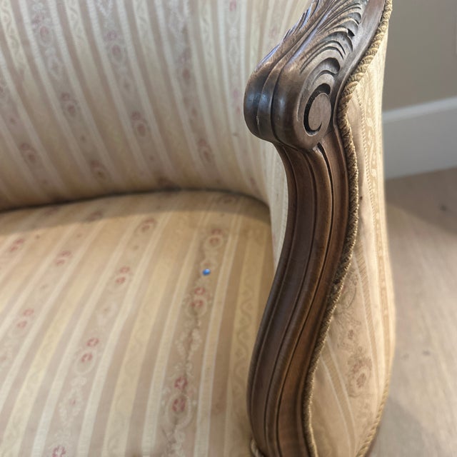 Late 19th Century Louis XVI Style Antique French Berger-en- Cabriolet Settee For Sale - Image 5 of 6