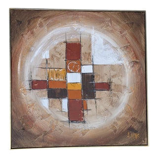 Mid Century Modern Abstract Oil Painting Framed and Signed For Sale