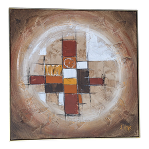 Mid Century Modern Abstract Oil Painting Framed and Signed