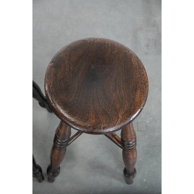 Antique English Windsor Stools, 1700s, Set of 2 For Sale - Image 6 of 13