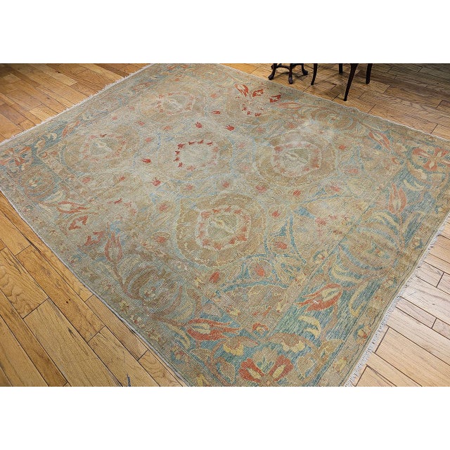 Turkish Vintage Turkish Oushak Rug, Hand-Knotted Wool, Allover Floral Design, 9' x 12' For Sale - Image 3 of 18