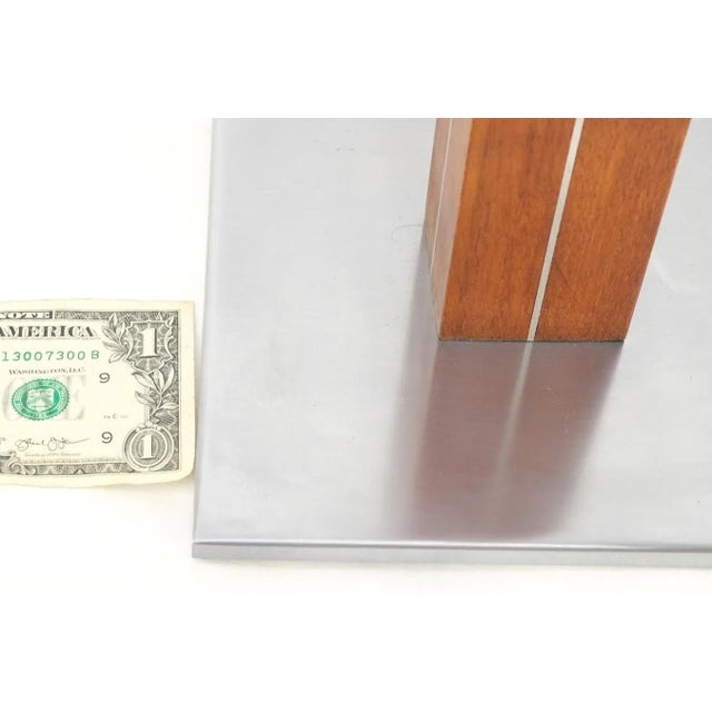 Nessen Studio Pair Walter Von Nessen for Nessen Studios Walnut Inlaid Chrome Tower Table Lamp For Sale - Image 4 of 11