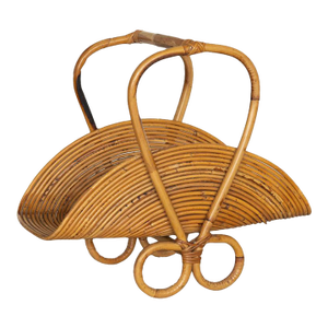 1960s Italian Rattan Magazine Rack