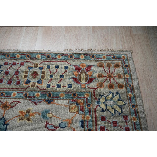 2020s 8x10 Iris Oushak Beige Floral Modern Hand Knotted Wool Carpet Rug For Sale - Image 5 of 6