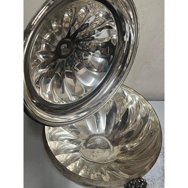 Silver-Plated Fruits Tureen with Grapes and Pomegranate Decorations, Italy, 1950s For Sale - Image 9 of 12