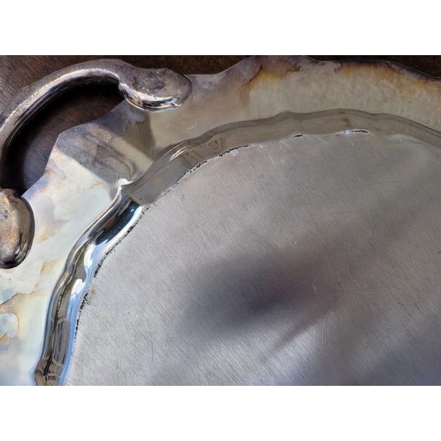 Antique Silver Metal Tray For Sale - Image 3 of 17