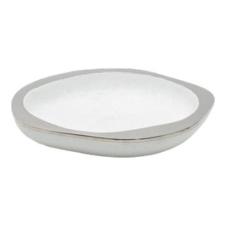 Bowl in White Shagreen With Stainless Steel Details by R&y Augousti For Sale