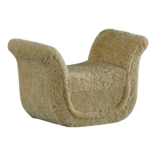 Vintage Swedish Stool in Lambswool by Otto Schulz for Boet, 1930s For Sale