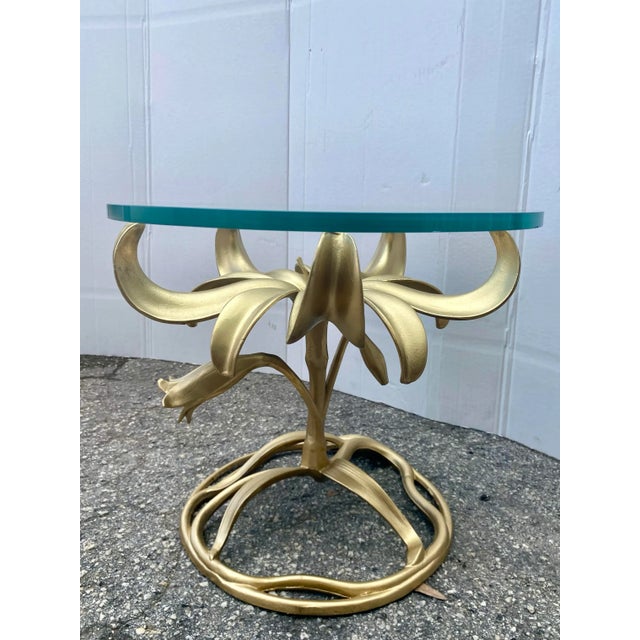 1960s Arthur Court Style Gilt Metal Lyli Side Table . For Sale - Image 12 of 12