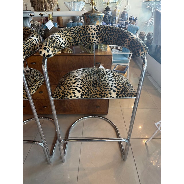 Vintage Pair of Anton Lorenz Thonet Chrome Barstools Bar Stools For Sale - Image 12 of 12