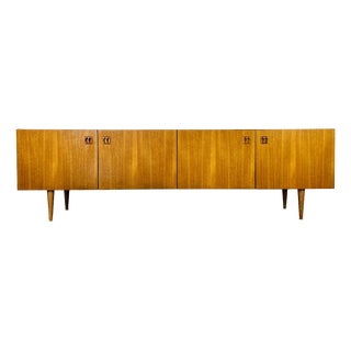 Scandinavian Teak Sideboard with Four Doors and Tapered Legs, 1960s For Sale
