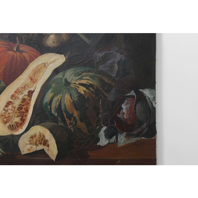 A. Platteau, Still Life with Vegetables and Pottery, 1920s, Oil on Canvas For Sale - Image 6 of 12
