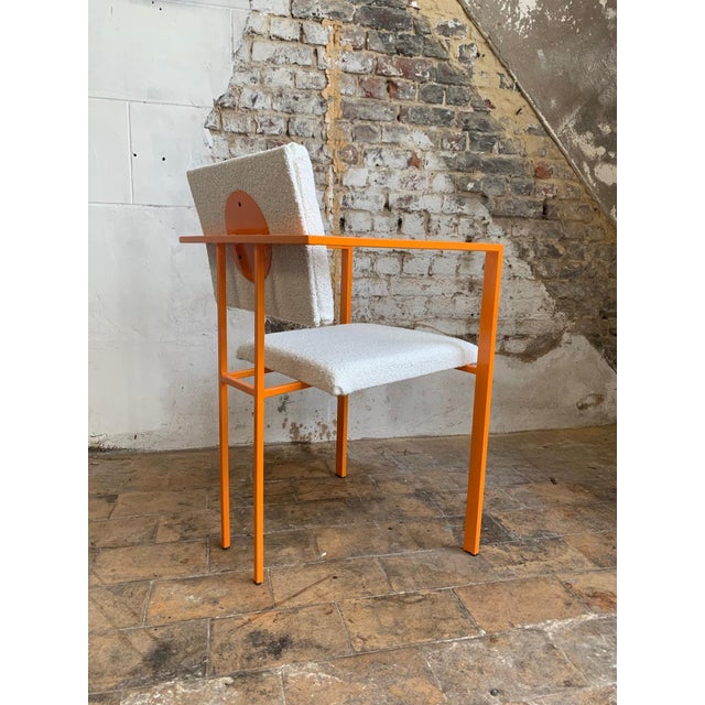 Orange Postmodern Orange Armchairs with Bouclé Upholstery, 1980s, Set of 2 For Sale - Image 8 of 15