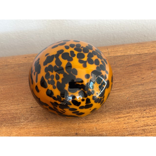 Murano Late 20th Century Orange Spotted Murano Style Glass Paper Weight For Sale - Image 4 of 6
