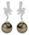 14K White Gold 9MM Cultured Black Pearl and Diamond Accent Drop and Dangle Earrings, A Pair For Sale