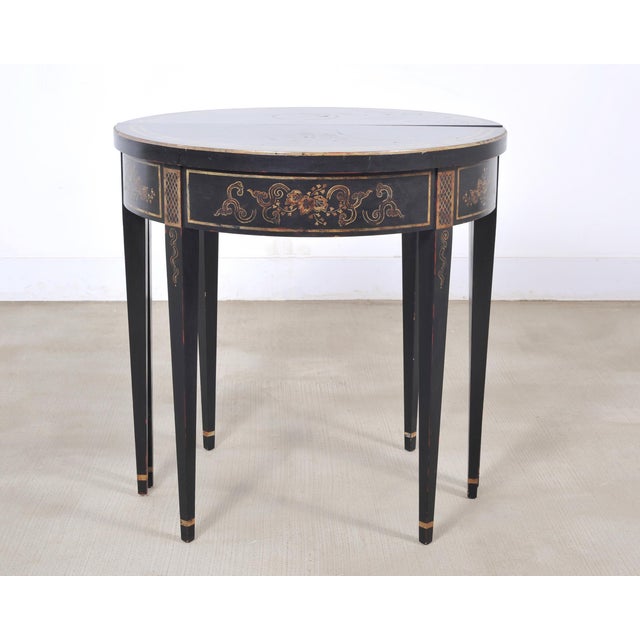 Pair of Regency Style Chinoiserie Decorated Demilune Consoles For Sale In Sacramento - Image 6 of 18