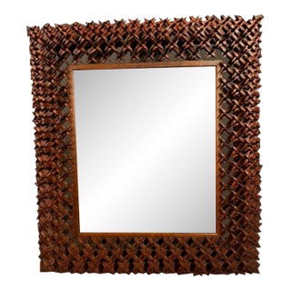 American Early 20th Century Folk/Tramp Art Mirror Frame, Circa 1920s For Sale