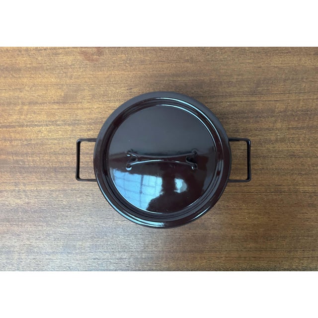 Mid-Century Modern Brown Minimalist Enamel Pot by Seppo Mallat for Finel, Finland, 1960s For Sale - Image 18 of 18