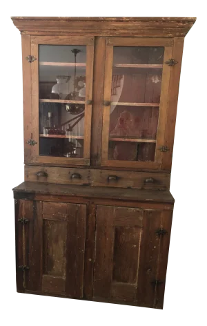 Late 1800s Glass Door American Cabinet