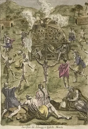 Gianfrancesco Pivati, The Sacrifice of Savage in Quitchi, Manitù, Etching, 1746/1751