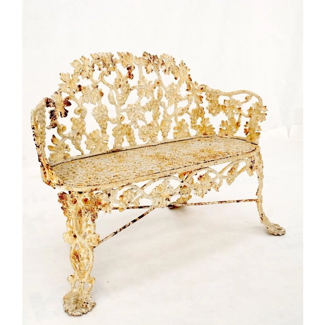 Metal Heavy Victorian Leaf Cast Iron Small Garden Bench Cast Iron For Sale - Image 7 of 13