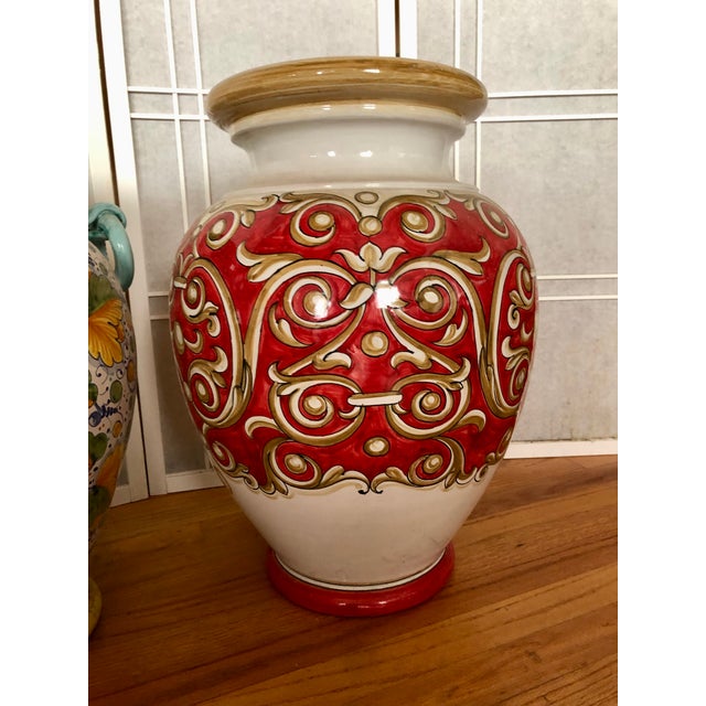 Casola Ceramica Floor Vases 21" X 15" From Positano, Italy 1996 For Sale - Image 11 of 11
