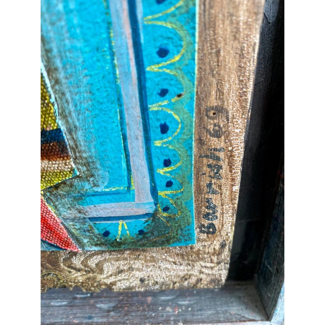 Mid-Century Modern Mid 20th Century Modernist Icon Painting on Wood, Signed, Framed For Sale - Image 3 of 11