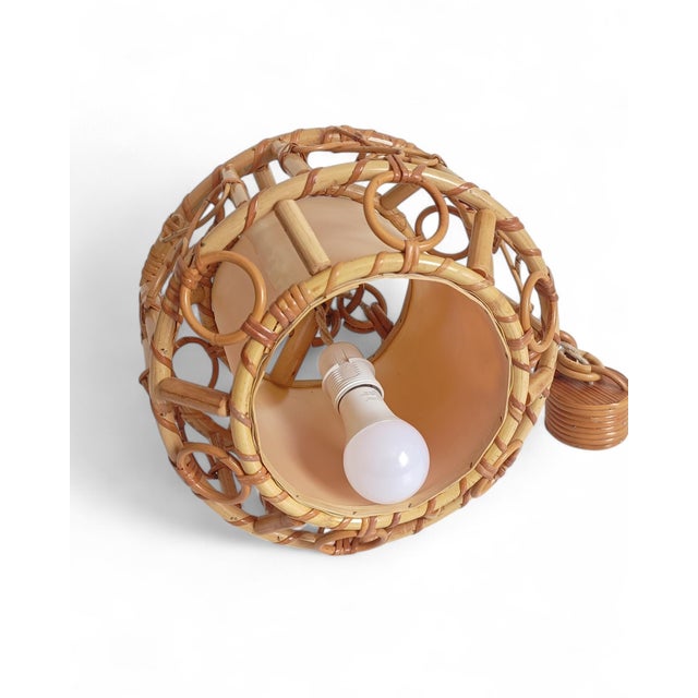 Mid-Century Modern French Riviera Bamboo and Rattan Pendant Lamp, 1960s For Sale - Image 17 of 18
