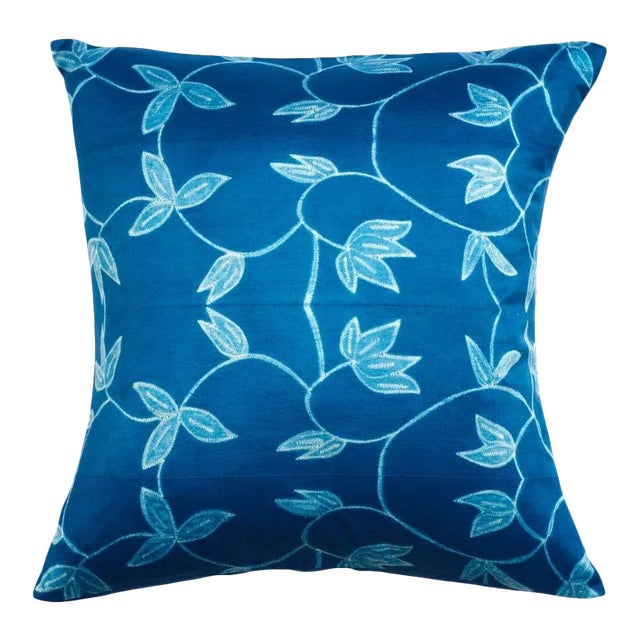 Studio Variously Hand Dyed Folio Indigo Pillow Cover For Sale