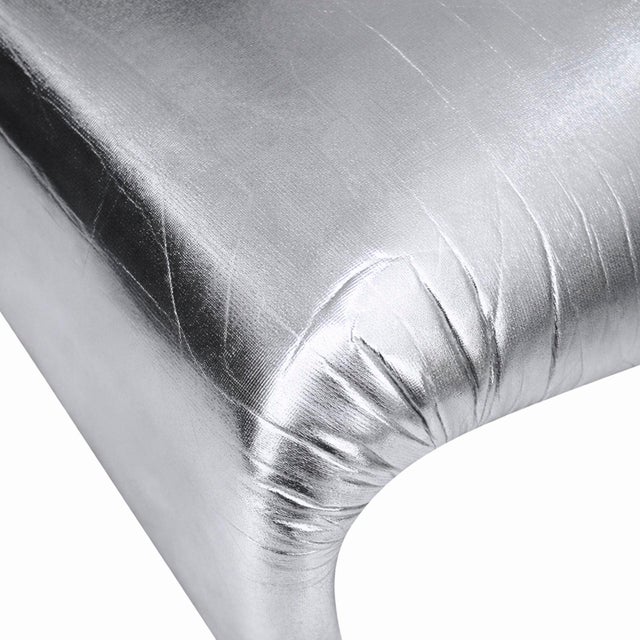 Plastic Space Age Moscheni Fiberglass and Silver Vinyl Fabric Chair, 1970s For Sale - Image 7 of 9