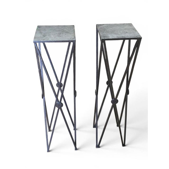 Classical Wrought Iron Pedestals, 1950s, Set of 2 For Sale - Image 11 of 12