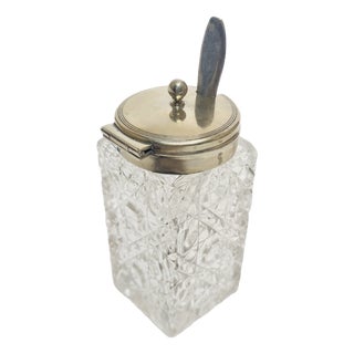 German Biedermeier Mustard Container with Spoon, 1930s, Set of 2 For Sale