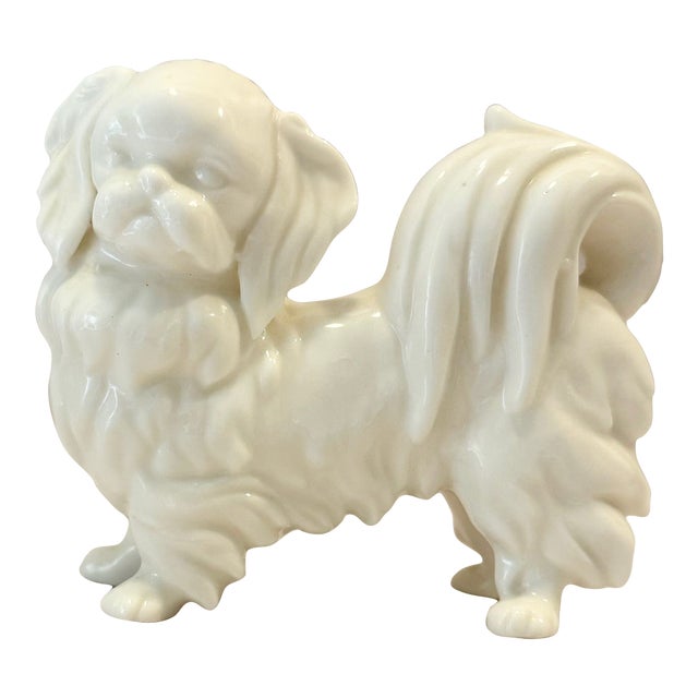 White Porcelain Pekinese Figurine For Sale