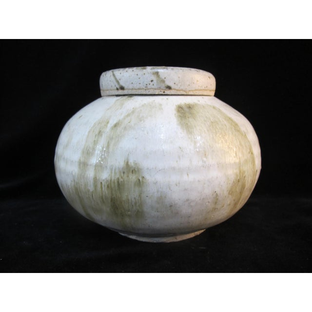 Cream Rustic Studio Pottery Jar With Lid For Sale - Image 8 of 8