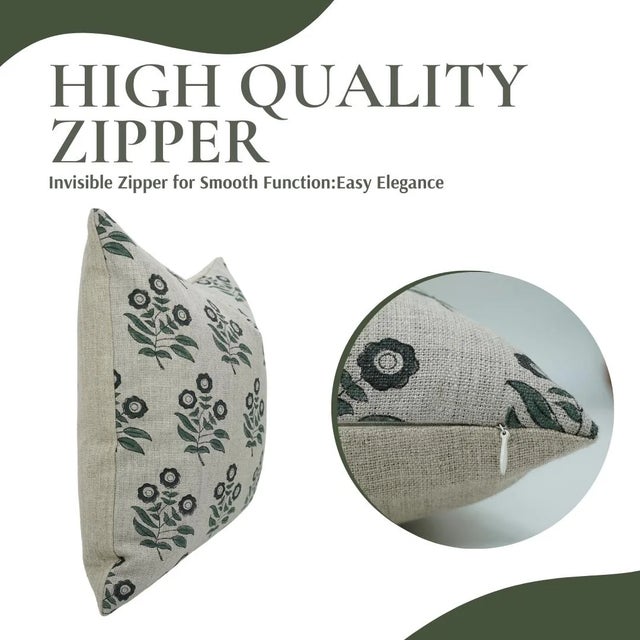 Block Print Thick Linen Cushion Cover 14x20 Inch Throw Pillow -Neha For Sale - Image 4 of 5