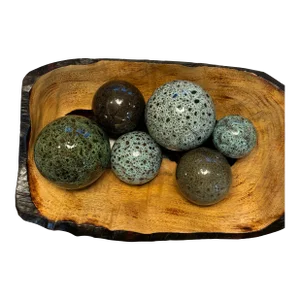 1990s Hand Painted Glazed Splash Ceramic Spheres - Set of 6 Assorted Sizes