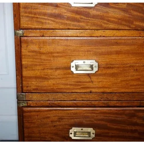 Antique Satinwood Military Campaign Chest of Drawers, 1800s For Sale - Image 16 of 18
