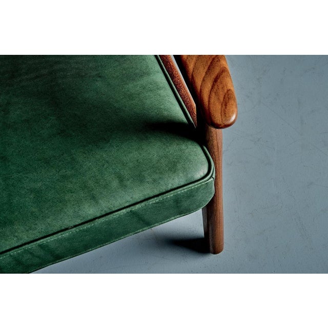 Highback Lounge Chair in Teak and Green Leather from Arne Hovmand-Olsen, 1960s For Sale - Image 12 of 15