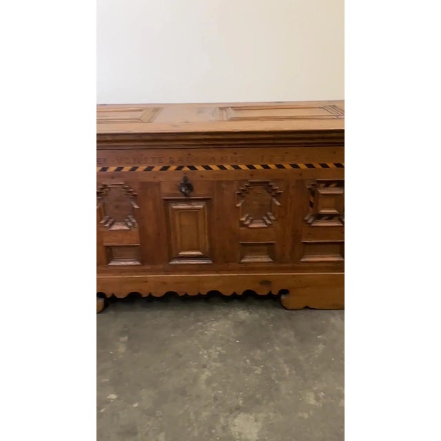 Antique German Baroque Travel Trunk, 1737 For Sale - Image 13 of 16