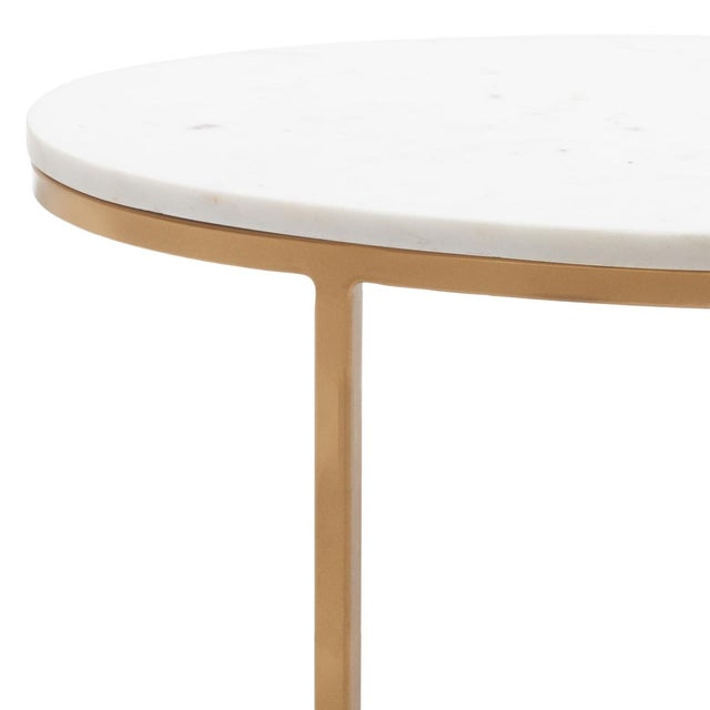 Spritely Home Tage Marble Side Table in White Marble / Gold For Sale - Image 4 of 8