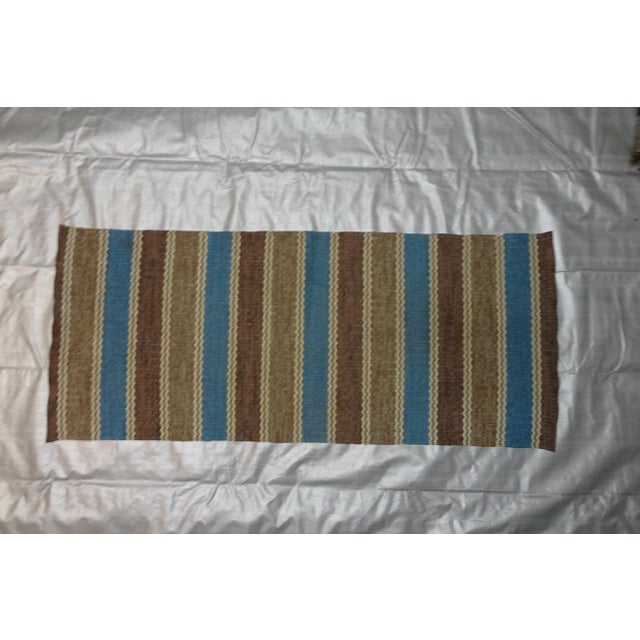 A hand made Swedish rag rug found at a state auction in Dalarna Sweden.