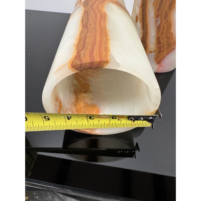 Ivory Pair of Stone Candle Holders for Pillar Candles For Sale - Image 8 of 12